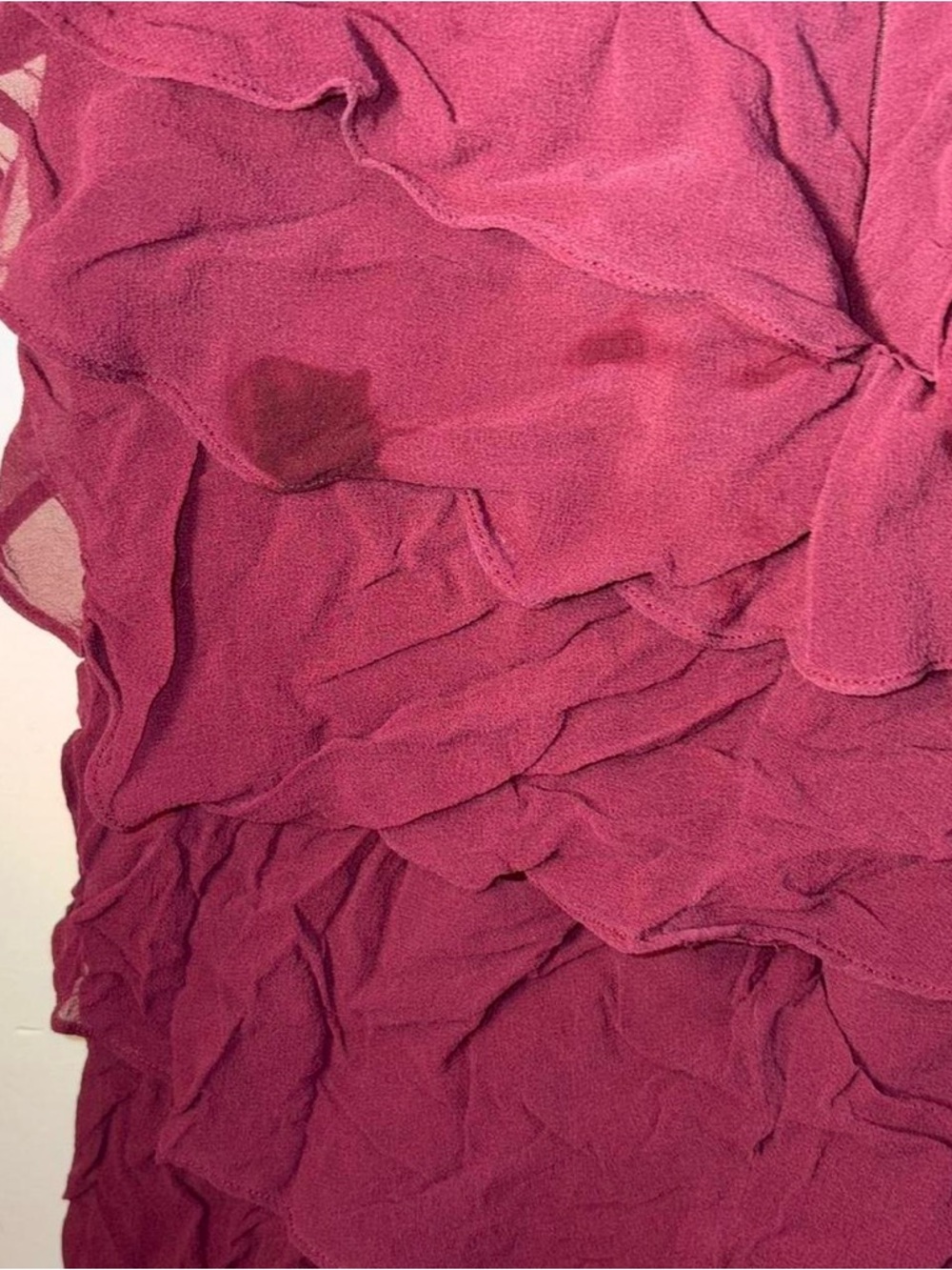 Tadashi Shoji Burgundy Ruffled Maxi Dress with Spaghetti Straps - Picture 3 of 9